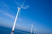 Offshore-Windkraftanlage in Bewegung