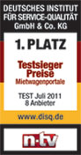CHECK24 DISQ Testsieg Mietwagenportale