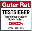 CHECK24 holt den Testsieg als bestes Hotel Vergleichsportal