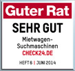 CHECK24 Mietwagenvergleich von Guter Rat als Sehr gut bewertet