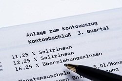Kontoauszug mit Soll- und Überziehungszins