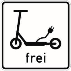 Verkehrsschild "E-Scooter frei"