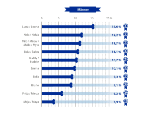 Beliebtesten Hundenamen von Männern
