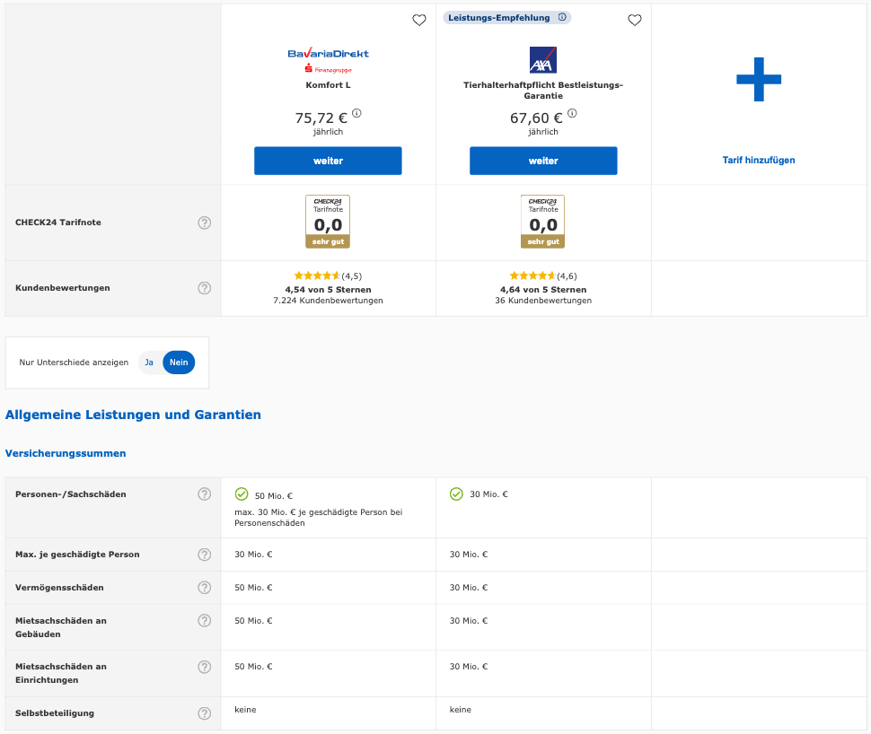 Anleitung Vergleichsrechner Schritt 4