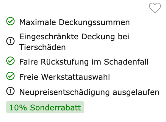 Kennzeichnung tarif mit fairer Rückstufung im Kfz-Versicherungsrechner von CHECK24