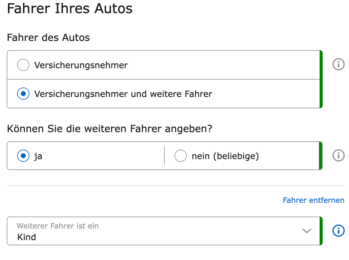 Angabe Fahrer bei CHECK24