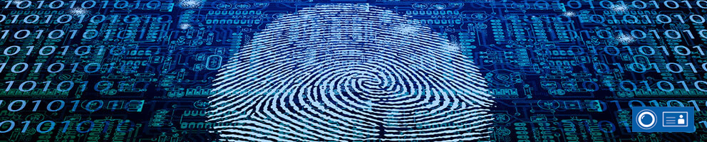 Fingerabdruck auf Computerhintergrund