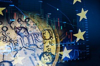 Euro-Münze mit Kursverlauf