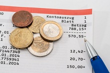 Kontoauszug mit Kontostand im Minus