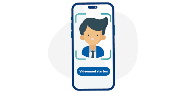 Smartphone auf dem ein Videoanruf gestartet wird
