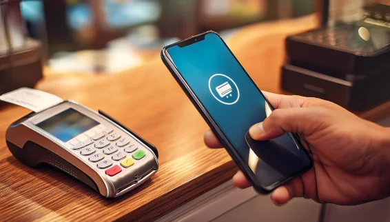 Ratgeber: Mobile Payment: Sicher bezahlen mit einem mobilen Endgerät Person bezahlt mit einem Smartphone