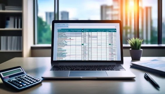 Ratgeber: So bringen Sie Ordnung in Ihre Finanzen Ein Laptop und ein Taschenrechner stehen auf einem Schreibtisch
