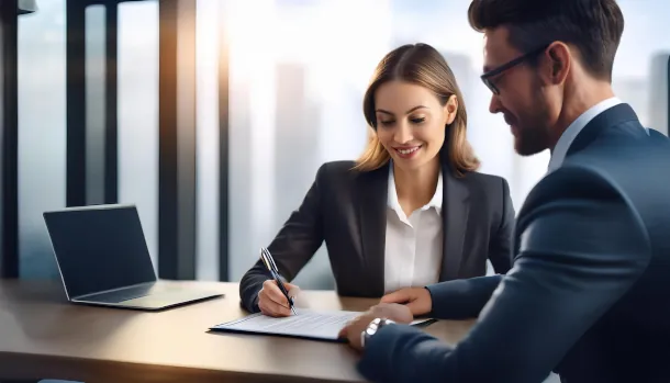 Sicherheiten übertragen Zwei Personen übertragen die Sicherheiten