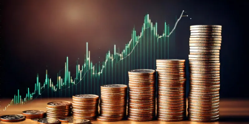Nominalzins, Sollzins, Effektivzins: Das müssen Sie wissen Mehrere Münzstapel, die von links nach rechts immer höher werden