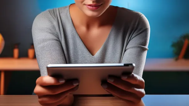 Was ist Buy Now Pay Later? Frau tätigt Onlinekauf mit Buy Now Pay Later über Tablet