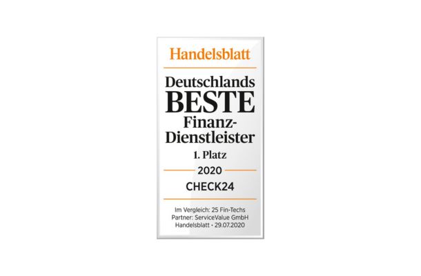 CHECK24 auf Platz 1 unter Deutschlands besten Finanzdienstleistern Handelsblatt Auszeichnung