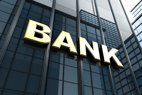 zu unseren Girokonto-Ratgebern Gebäude mit dem Schriftzug "Bank"