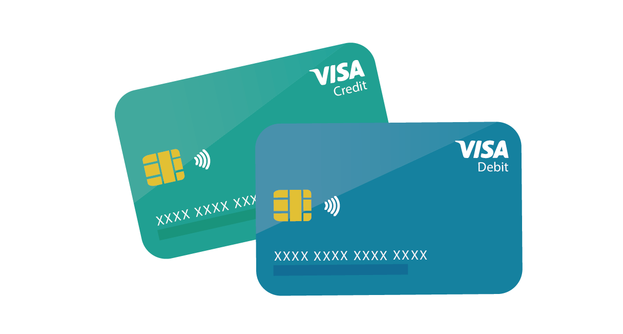 Kredit- und Debitkarten unterscheiden sich. VISA Kreditkarten