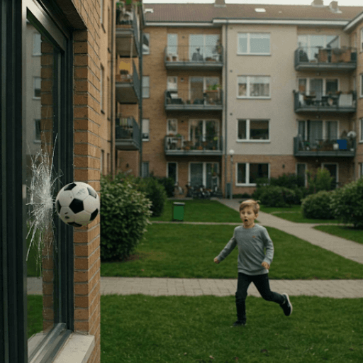 Beschädigte Fensterscheibe