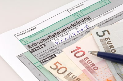 Risikolebensversicherung Steuer: Formular einer Erbschaftsteuererklärung