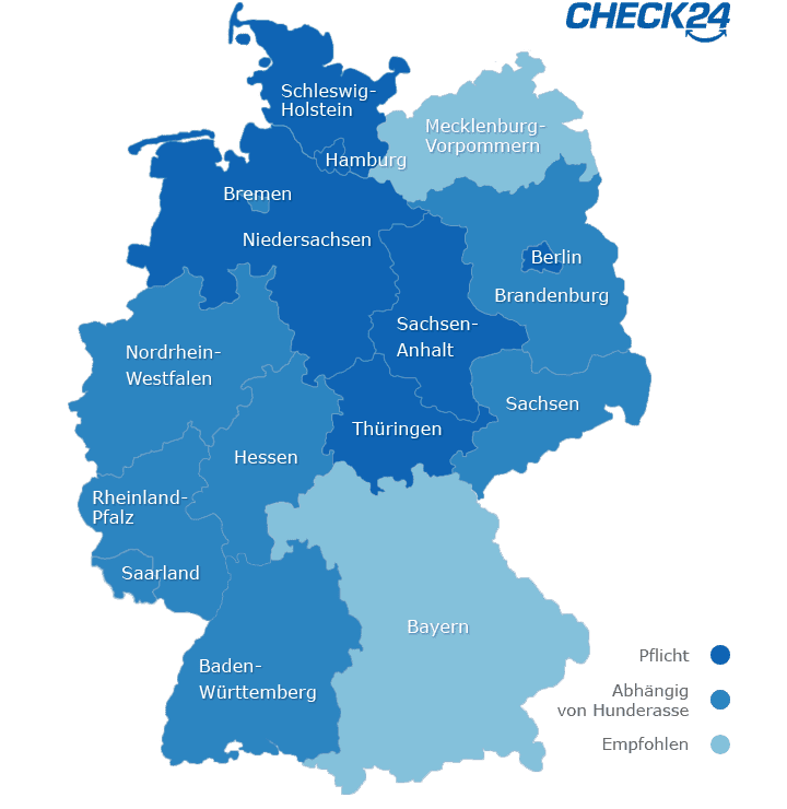 Hundehaftpflicht: Infografik zu den Regelungen der Bundesländer
