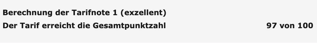 Gesamtpunktzahl und Berechnung der Tarifnote