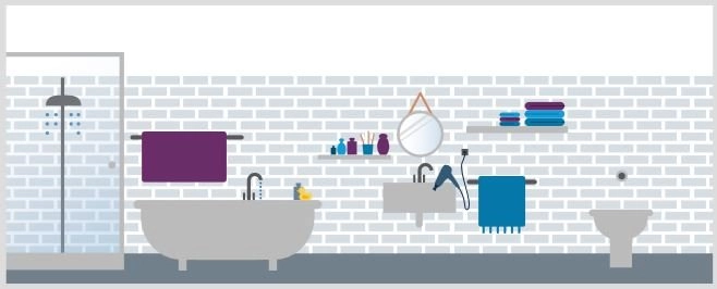 Badezimmer: Querschnitt