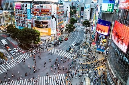 Weltweiter Versicherungsschutz - Kreuzung in Shibuya, Tokio