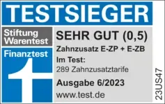 Testsieger Siegel für Tarif E-ZP + E-ZB